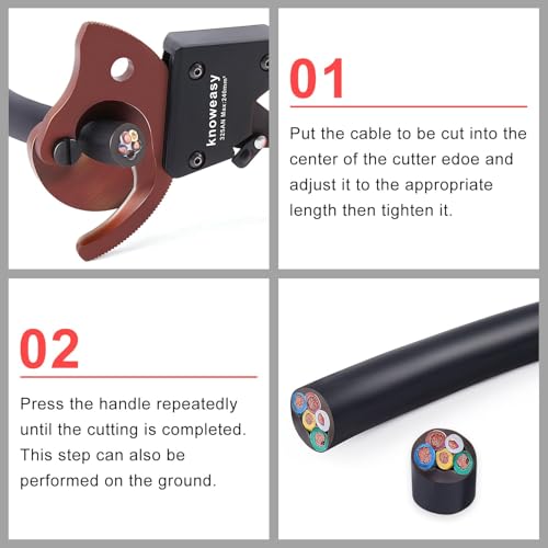 Image of Knoweasy 325AN Upgraded Ratcheting Cable Cutter for Aluminum and Copper Wire, Heavy Duty Manual Ratchet Wire Cutting Tool for Multi-core Cables up to 240mm and 500 MCM, Professional Industrial Grade