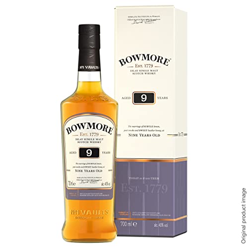 Bowmore 9 ans Islay Single Malt Scotch avec étui, Whisky Ecossais, 40% - 70cl Cover