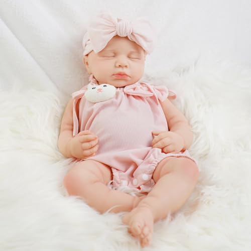 KUICEO Reborn Baby Dolls that Lifelike -18.5 inch Full Body Silicone Sleeping Baby Girl Handmade Face Realistic Body Details for Children Gift