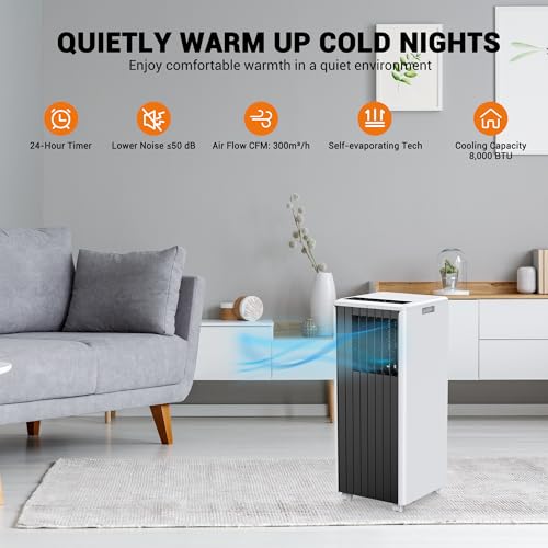 Image of 8000 BTU Portable Air Conditioner, 3-in-1 Portable AC for Rooms Up to 350 Sq.ft, Quiet Sleep Mode, Fast Cooling, Compact with Dehumidifier and Remote Control