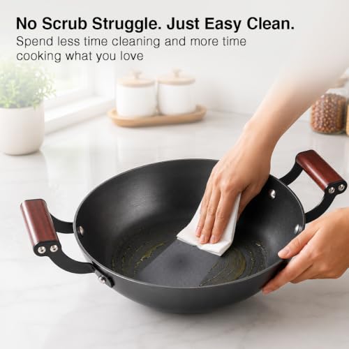 Image of Prestige Nitride Lightweight Cast Iron Kadai 24cm /2.4L with Glass Lid | Castlite Series | Durable & Easy to Clean | Enamel Coated | Gas & Induction Compatible | 15Y Product Warranty