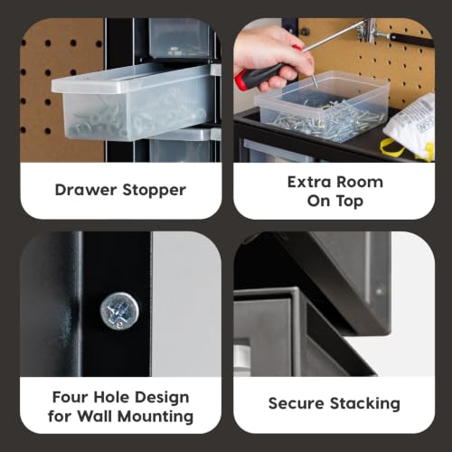 Image of IRIS USA 10-Drawer Organizer (2 Pack), Made in USA, Teacher Toolbox, Plastic Storage Drawers, Stackable Organizer for Hardware, Small Parts, Craft, Bead, Screw, Nut and Bolt, Building Bricks, Black