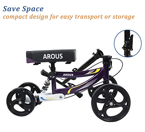 Arous Steerable Knee Walker With 10" Front Wheels Deluxe Medical Scooter For Foot Injuries Compact Crutches Alternative Purple #TOP5