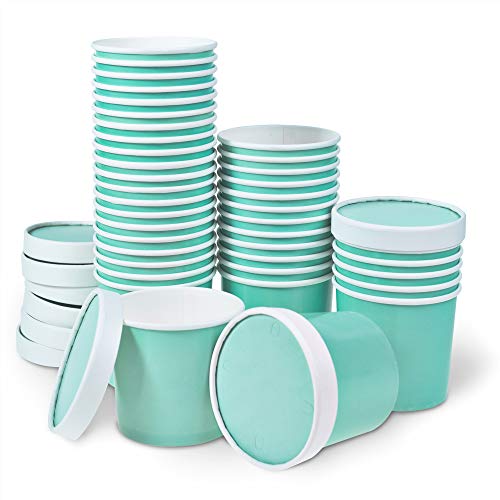 Lot de 40 gobelets à crème glacée en papier avec couvercles - 325 ml - Verts menthe Cover