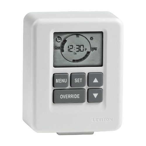 Leviton LT111-10W 500-Watt Standard Digital Plug-In Timer with Non-Grounded Plug and Receptacle, White