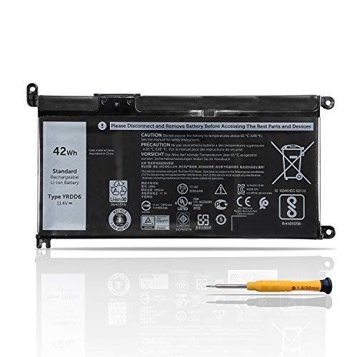 ZTHY 42Wh YRDD6 Laptop Battery for Dell Inspiron 5481 5482 5485 5491 3310 7586 2-in-1 3582 3593 3793 5493 5584 5593 5480 5590 5594 5598 Vostro 5481 5581 5490 5590 0YRDD6 1VX1H VM732 11.4V 3-Cell