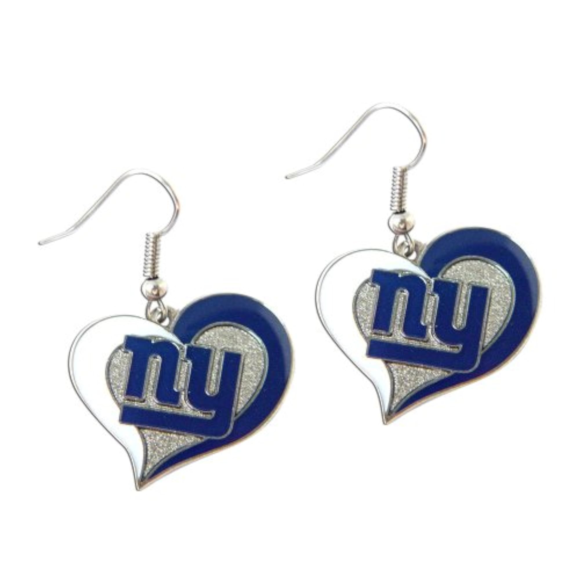 NFL New York Giants Logo Swirl Heart Dangle Earring Set