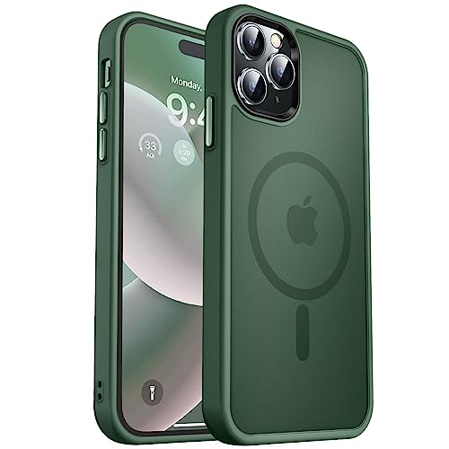 Image of MOCCA Strong Magnetic for iPhone 14 Pro Max Case [Compatible with Magsafe] [10FT Military Grade Protective] Translucent Matte Slim Shockproof Case for iPhone 14 Pro Max 6.7 inch -Midnight Green