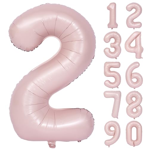 Image of 40 In Matte Pink Birthday Number Balloons 2 Helium Foil Mylar Balloon | Birthday Party Decorations Suitable For Boys' And Girls' Birthday Parties Anniversary celebration