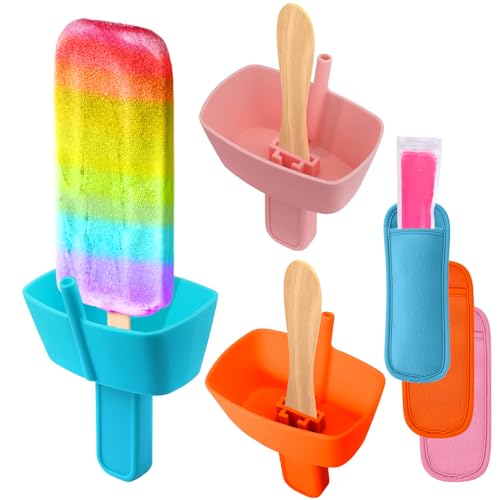AIERSA 6pcs Popsicle Holders and Ice Pop Sleeves Set for Kids