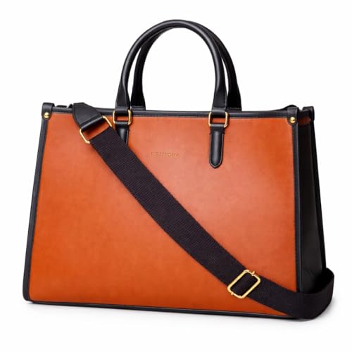 Image of Primora Women's Large Tote Bag for Office Use | Fits Up to 14 inch Laptop | Adjustable & Detachable Sling Strap | Dual Handles | Zipper Closure | Spacious Work Handbag (Dark Brown)