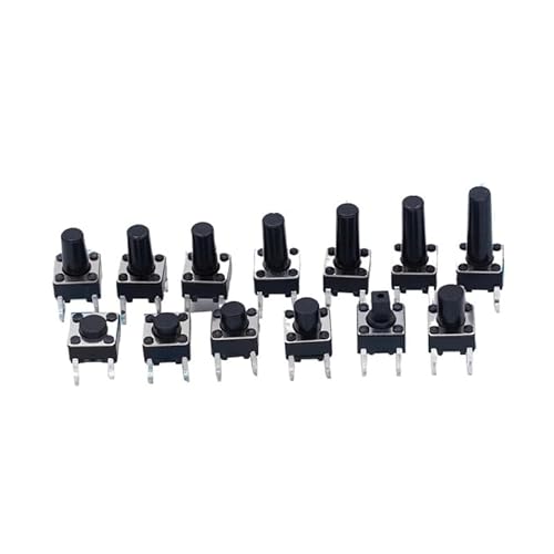 IDGTTLDF 100PCS 6x6x12 Tact Toggle Switch Micro-power Four Pins Black Buttons DC12V 0.1A AC250 V (50Hz) /MIN