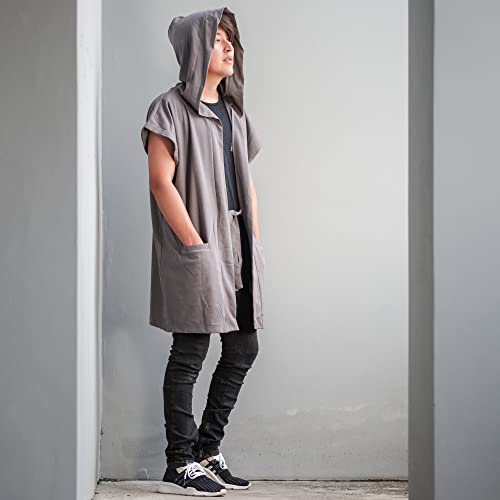 Men's Sleeveless Noragi Hoodie Oversized Kimono Jacket One Size Vest Cardigan Gym Coat2