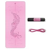 HBMAT Yogamatte mit Positionslinie, rutschfest, TPE-Yogamatte mit dehnbarem Gurt und Matten-Tasche,...