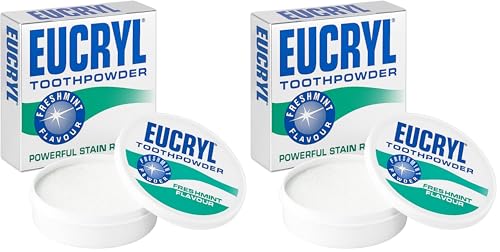 Image of Eucryl Freshmint Toothpowder, Tooth Whitening Powder, Powerful Stain Remover, for Tobacco, Tea, Coffee & Wine Stains, Unique Polishing Action, 1 x 50g (Pack of 2)