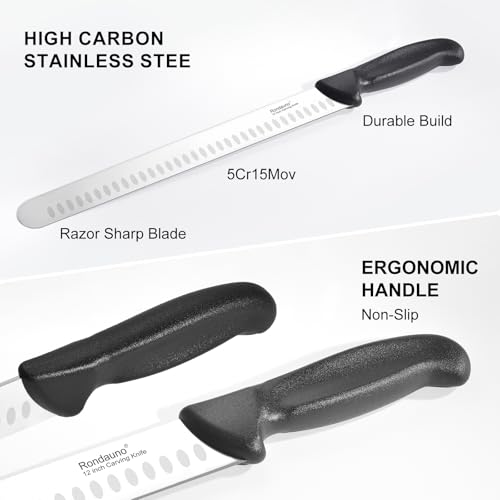 Rondauno Brisket Knife, Carving Knife for Meat with 12 Inch Ultra Sharp Slicing Knives for Cutting BBQ, Turkey and Roast, Premium High Carbon Stainless Steel by Rondauno - Image 3