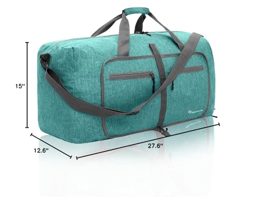 Dimayar 85L Travel Duffle Bag for Men Women - Foldable Duffel Bag with Shoes Compartment - Overnight Bags Waterproof & Tear Resistant(Mint Green)