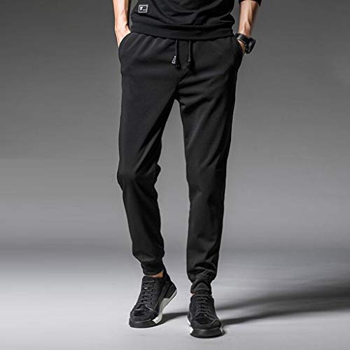Mens Casual Sports Pants Solid Color with Drawstring Waist and Multiple Pockets for Outdoor and Daily Use4