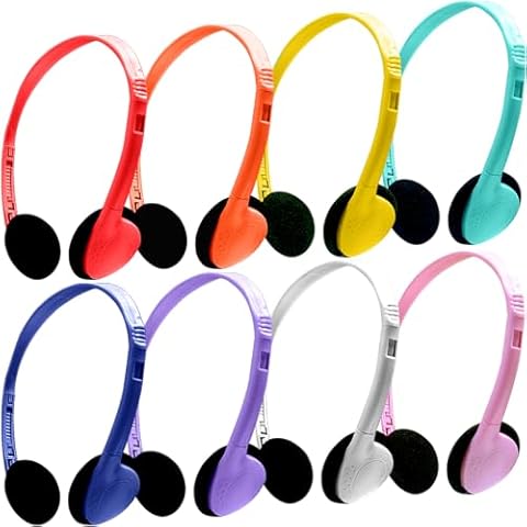 Ladont 8 Pack Bulk Kids Headphones for School Classroom, Durable 3.5mm Headphones for Chromebook Laptops Computer(8 Colors) Cover