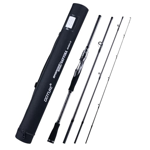 GOTURE Travel Fishing Rods 30T, 4 Piece Fishing Rod, Surf Casting/Spinning Rod,Ultralight Fishing Baitcasting Rod 7' M-C for Saltwater Trout, Bass, Walleye, Pike Gray
