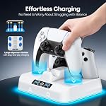 Contrôleur Chargeur Dock pour P5 Original: ANGLAIS & Contrôle des bords, Play Station 5 Stand de recharge rapide avec 9 RGB Lumière ambiante, PS 5 Accessoires de bornes de recharge double contrôleur avec câble de recharge