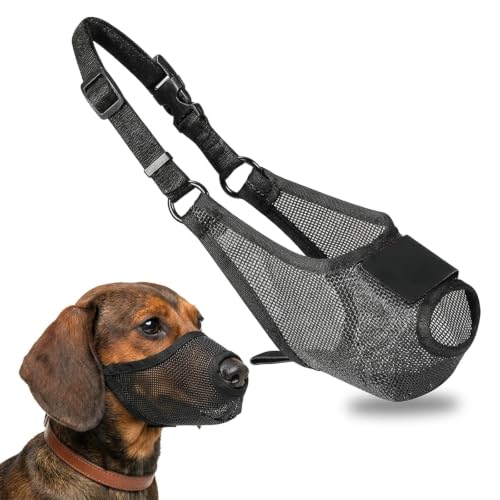 Alriedy Maulkorb Kleine Hunde, Giftköderschutz Hund, Atmungsaktiver Hundemaulkorb Mit Netzdesign, Verstellbar, Effektiver Fressschutz Für Beißen Und Bellen, Schwarz (S)