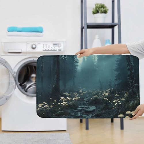 Funda de asiento de inodoro y alfombras de baño con hongos de selva 8