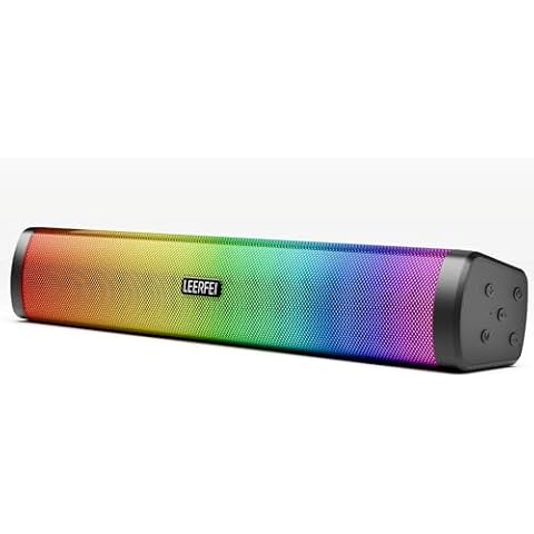 OOYY Home Portable Bluetooth Speaker with Colorful Flashing Lights, Wireless Bluetooth Sound Bar, Perfect for Home Theater and Gaming (Black) Cover