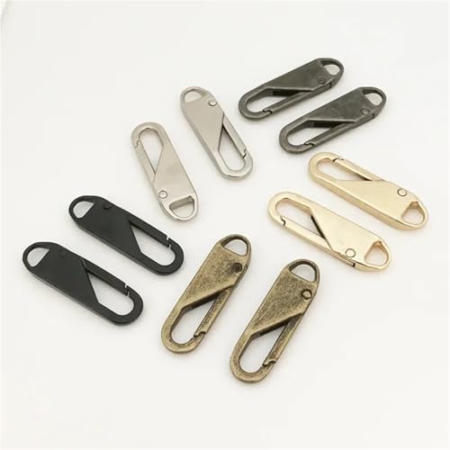 Tirettes de fermeture éclair de rechange en métal multicolore | Lot de 10 pièces amovibles
