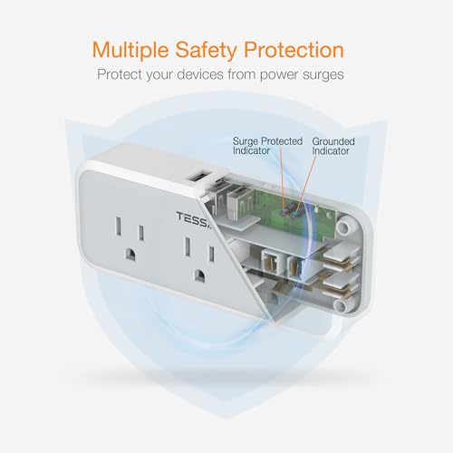 image for Multi Plug Outlet Splitter, TESSAN Wall Surge Protector 5 Outlet Exten