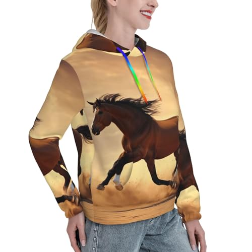 Sweat à capuche imprimé à rayures cheval pull ajusté - 3