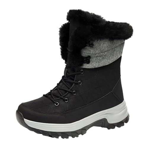 Generisch Hombres Invierno al aire libre engrosados antideslizantes cálidos botas de nieve montañismo invierno esquí zapatos de algodón, Negro , 42 EU
