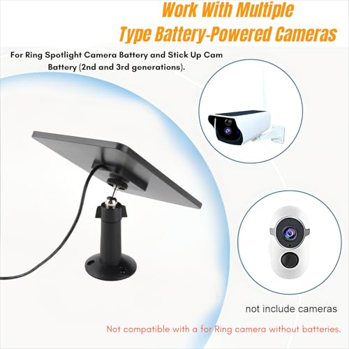 Ouitble Solarpanel für RingKamera 10W Kamera Solarpanel Kamera Solarpanel IP65 Wasserdichtes Solarpanel-Ladegerät für Spotlight Cam Stick Up Cam 9.8ft Kabel (CSP4W-DC-B)