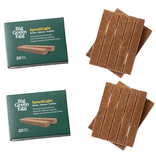 Natural Charcoal Easy Fire Starters for Big Green Egg Grill Natural Waterproof Odorless Easy Light Squares for Grill & Smoker Clean Burn No Chemicals 20 Squares (2 Pack)