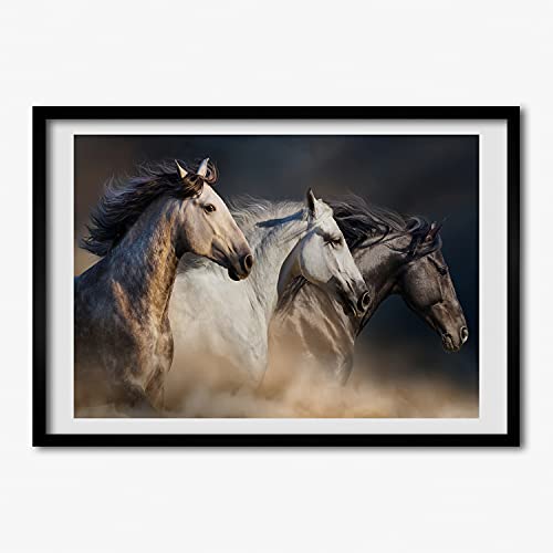 Cadre Photo Affiche Chevaux Au Galop Tableau Moderne Peinture 70x50