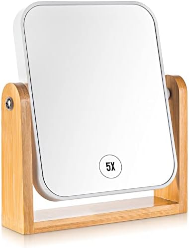 XFLYP 360° Drehbarer Schminkspiegel - Holz Tischspiegel 22x17cm Für Bad & Schminktisch