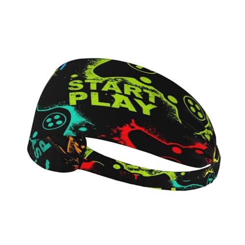 Video Game Controller Hairband, Unisex Elastic Headband, Moisture Wicking Headband For Sports, Running, Yoga.