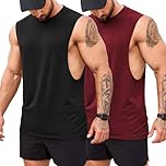 COOFANDY Men's Gym Tank Tops Bodybuilding Muscle Vest Workout Summer Fitness Sleeveless T Black Red M