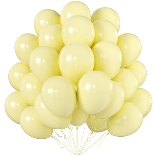 Image of 10 Inch Pastel Yellow Balloons, 100 Pcs Latex Helium Macaron Balloons for Kid's Birthday Party Baby Shower Wedding Graduation Graduation Party Decorations