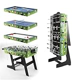 HLC Mesa de Billar 4 en 1 - Tenis de Mesa, Futbolín, Hockey para Niños y Adultos - Juegos Múltiples, Perfecta para Regalos de Cumpleaños, Fiestas y Entretenimiento en el Hogar
