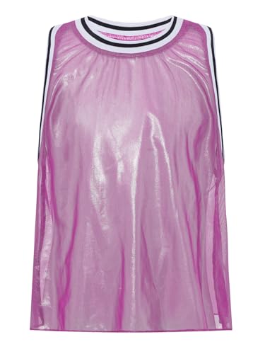 Kids Girls Metallic Mesh Tank Top Sleeveless Wrap Back Athletic Vest for Gymnastics Performance