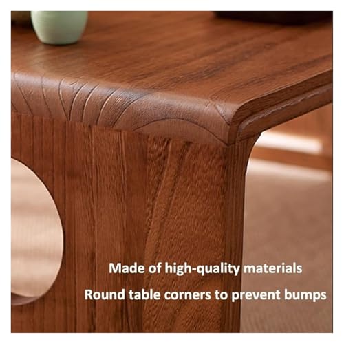 Table d'appoint rétro en bois massif de noyer de 50 cm - 6
