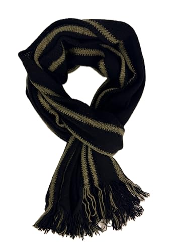 Écharpe en cachemire Rotfuchs rayée kaki et noir accessoire hiver F27