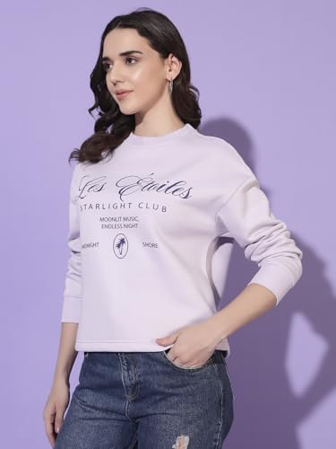 Image of Women's Sweatshirt | Cotton Blend Fleece Winter Top | Full Sleeve Crew Neck | Printed Casual Wear for Women | XS-XL
