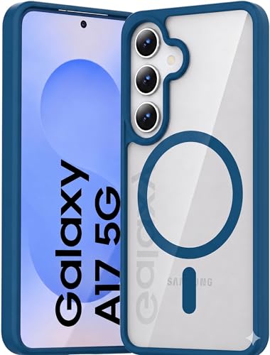 Image of ArmourPro MagSafe Compatible Case for Samsung Galaxy A17, Magnetic Wireless Charging Back Cover with Clear Back, Flexible TPU Bumper, Camera Protection | Navy Blue