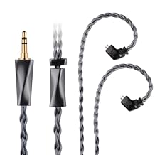 FAAEAL IEM Cable,Monocrystalline Copper Silver Plated Cable,QDC-C Pin in Ear Monitor Cords for K&Z ZS10 PRO AS12 AS16 CCA CA10 etc Recessed 2pin 4.2ft 3.5mm