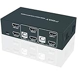 【Ultra HD 4k Visual Enjoyment】 Dieses KVM Switch HDMI Dual Monitor Maximale Unterstützung von 4K @ 30Hz (3840x2160) YUV 4: 4: 4, abwärtskompatibel mit niedrigeren Auflösungen. Unterstützt kabelgebundene / kabellose / mechanische Tastatur und Maus, Plug & Play, Stromversorgung über USB, kein Adapter erforderlich.