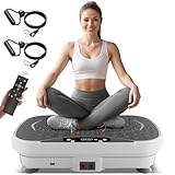 Vibration Plate Exercise Machine, 99 Levels Vibrating Platform for Lymphatic Drainage Weight Loss, 265lbs Capacity Full Body Workout Shaker with Resistance Bands for Men Women Home Gym Office
