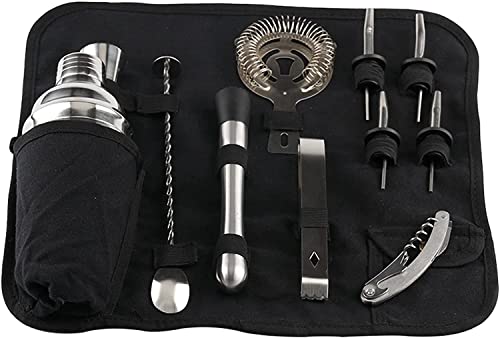 Set profesional de coctelera con 11 herramientas y bolsa miniatura 1