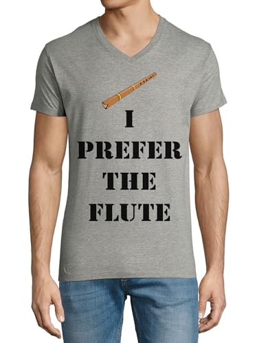 T-shirt col en V homme coton gris vêtement flûtiste musicien